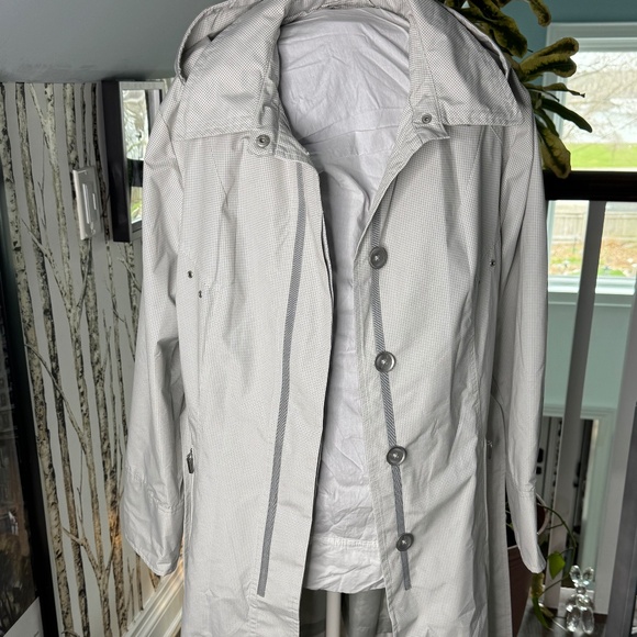 Fen Nelli Rain Coat White and Light Grey Size 16 - Picture 7 of 7